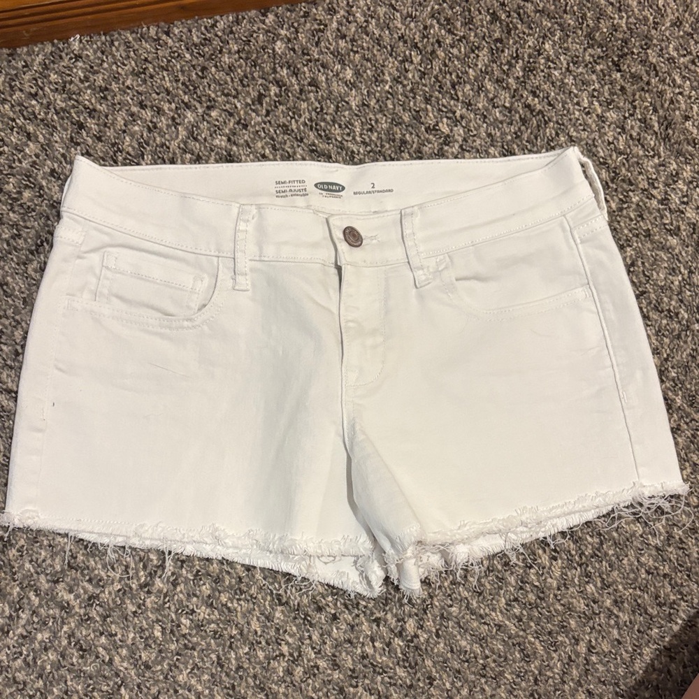 Old Navy White Denim Cutoff Shorts with Frayed Hem